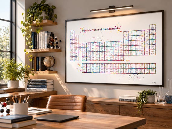 Periodic Table Print, Watercolor Science Art, Chemistry Lab Decor-163