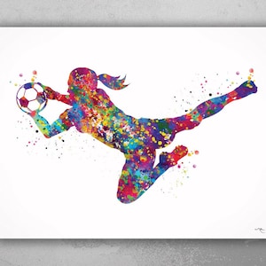 Soccer Goalie Watercolor Print Goalkeeper Girl Female Football Gift Soccer Player Woman Soccer Gift Wall Art Teen Girl Room Decor Sport-1207