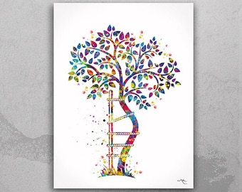Orthopedic Tree Watercolor Print, Chiropractor Gift, Skeletal Art-1399