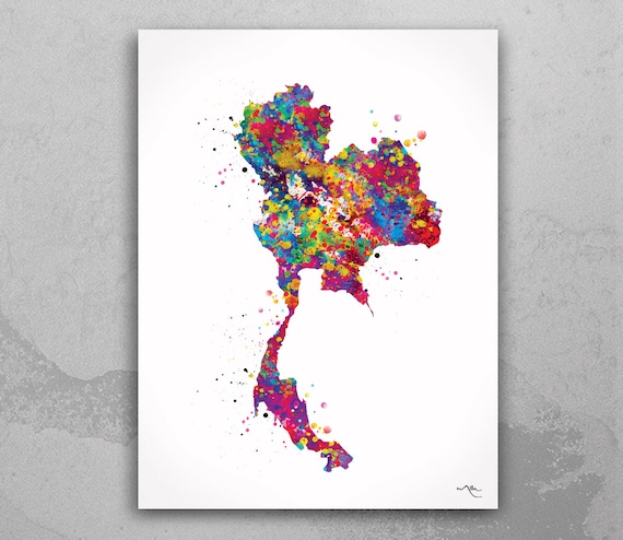 Thailand Map Watercolor Print Thailand Bangkok Wall Art Wedding Gift Honeymoon Gift Engagement Gift Wall Hanging Map Art Wall Decor-1190