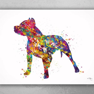 Pitbull Dog Watercolor Print Dog Lover Gift Poster Pitbull Art Print Dog Painting Gift Man Cave Decor Wall Art Wall Decor Wall Hanging-1956