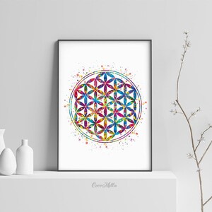 Flower of Life Watercolor Print, Sacred Geometry Wall Art-494 - Etsy