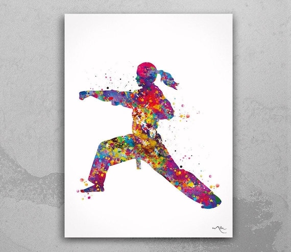 Taekwondo Girl Watercolor Print: Martial Arts Wall Art