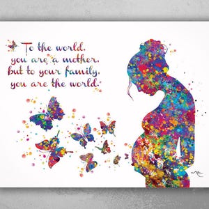 Pregnant Woman Quote Watercolor Print Pregnancy Mom Gift Butterfly Obstetrician Nursing Baby Shower New Mum Art Mother Gift Midwife Gift-343