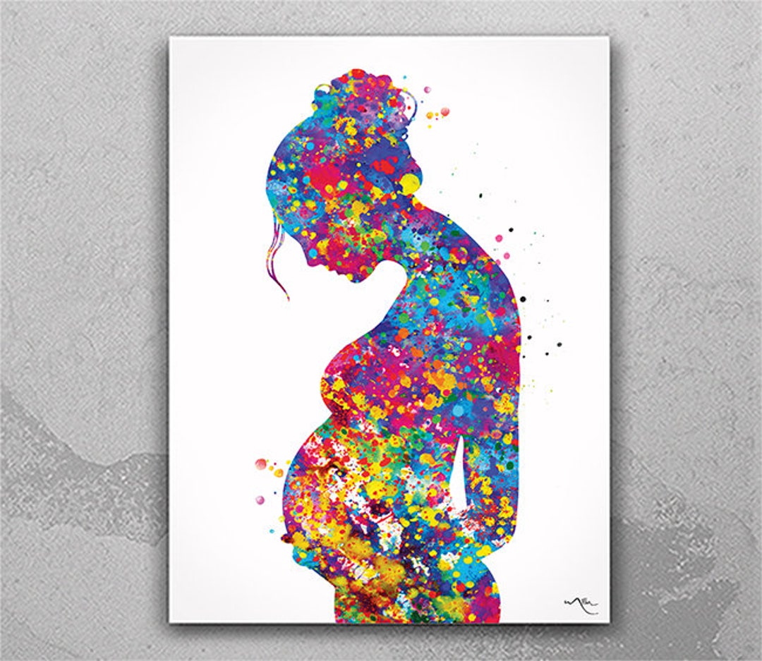 Pregnant Art Watercolor Print Pregnancy Gift Gynecology Obstetrician