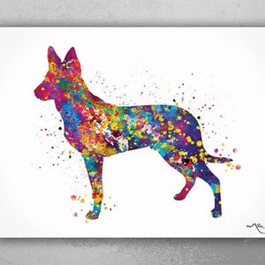 Dutch Shepherd Dog Watercolor Print, Colorful Dog Art-1280