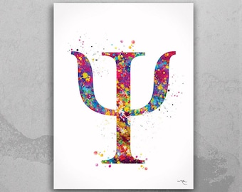 Psychology Symbol Watercolor Art Print: Psychiatry Clinic Decor-251