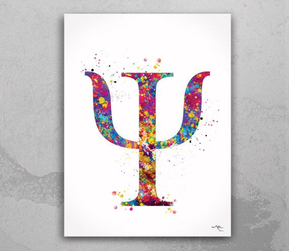 Psychology Symbol Watercolor Art Print: Psychiatry Clinic Decor-251