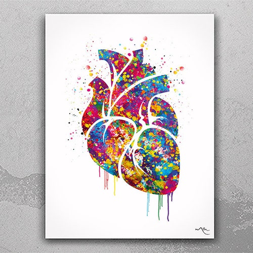 Wall Hangings Heart Health Watercolor Print Medical Art Anatomy ...