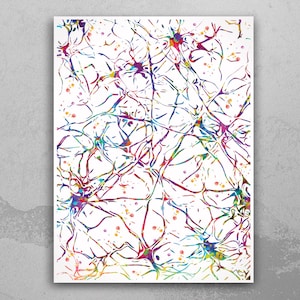 Neural Network Watercolor Print Abstract Medical Art Science Art Neurology Human Brain Psychiatry Therapy Art Doctor Poster Neuron Art-1067