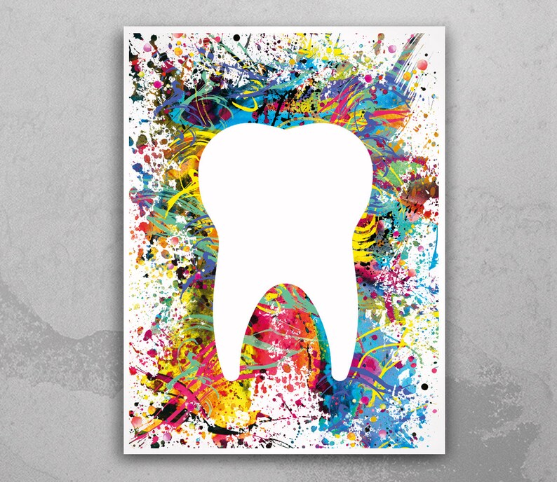 Dental Art Watercolor Print Tooth Abstract Anatomical Art Etsy