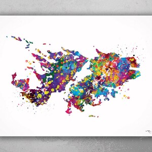 Falkland Islands Map Watercolor Print Anniversary Honeymoon Wedding Gift Travel Art Wall Poster Wall Decor Art Home Decor Wall Hanging-1403