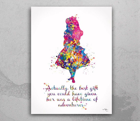 Alice in Wonderland Watercolor Art Print, Nursery Decor-495