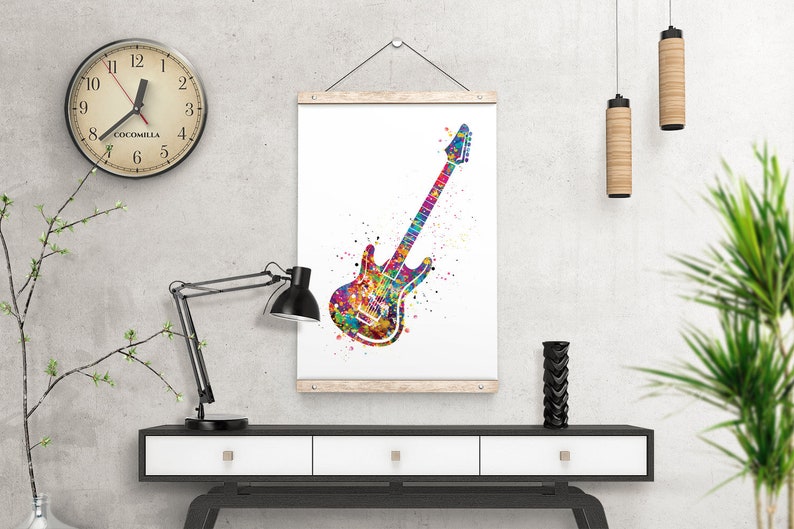 Electric Guitar Watercolor Print Music Telecaster Instrument - Etsy