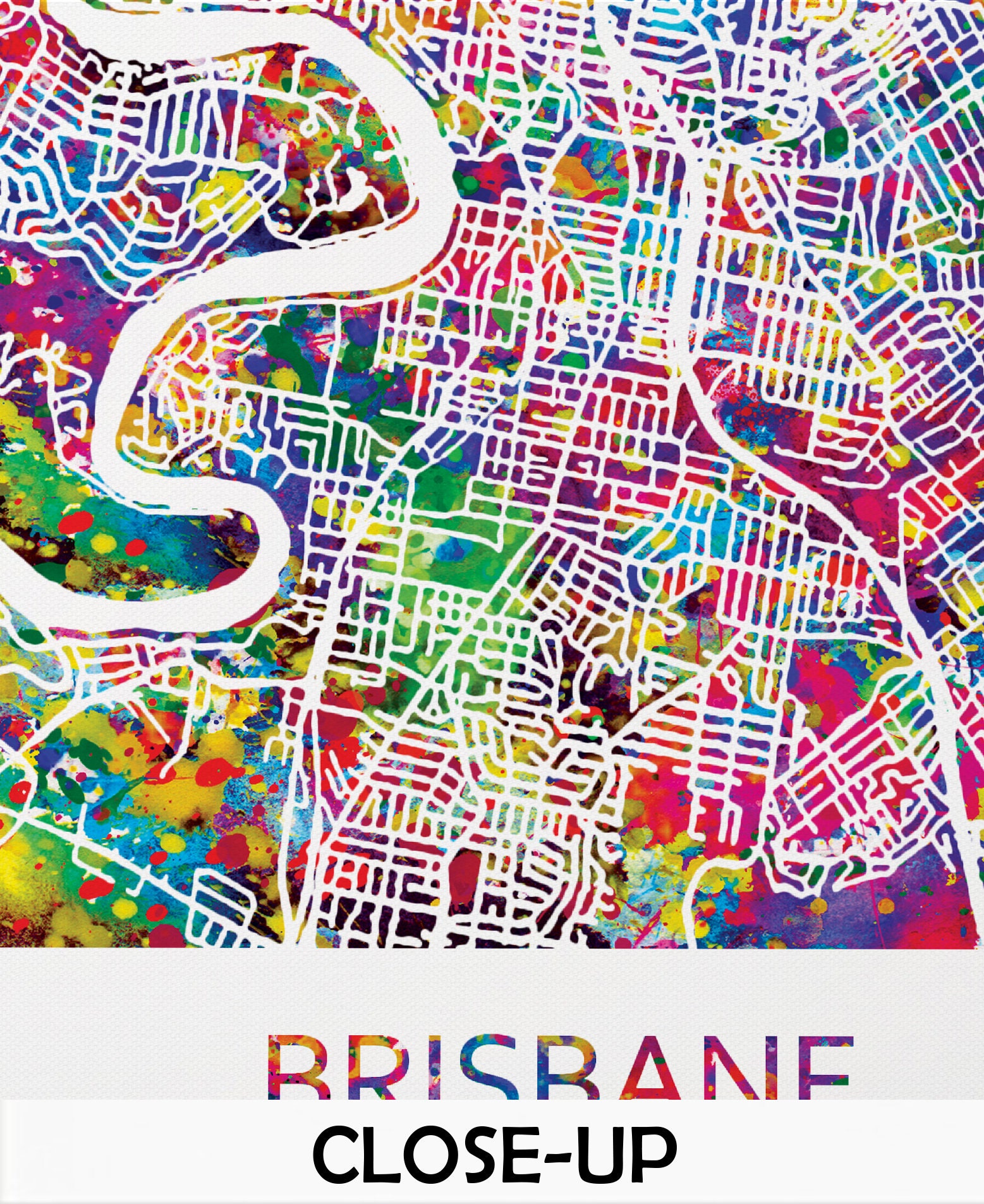 Brisbane Map Print Watercolor Art Print Brisbane Street Map Etsy Australia