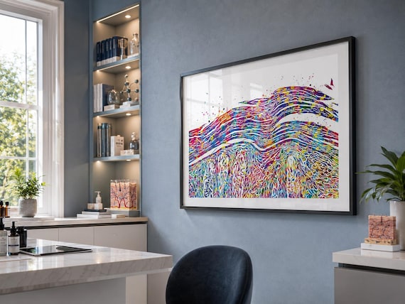 Psoriasis Pathology Watercolor Print: Skin Cell Histology Art-2321