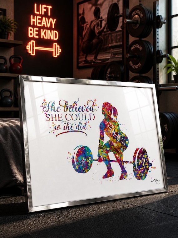 Weightlifting Woman Watercolor Print | Gym Fitness Wall Art-2488
