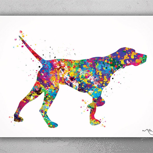 English Pointer Watercolor Print Dog Art Custom Dog Portrait Pet Dog Love Animal Dog Painting Doglover Gift Personelize Decor Poster-1454