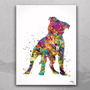 Staffordshire Bull Terrier Watercolor Dog Print Pet Gift Pet Dog Love Doglover Poster Dog Art Bull Terrier Memorial Gift Poster Dogart-1630