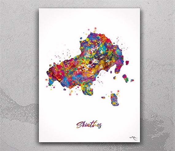 Skiathos Island Map: Watercolor Travel Poster, Greek Island Decor-2539