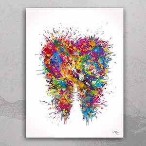 Tooth Art Watercolor Print Teeth Anatomical Art Dental Clinic Decor Wall Art Dentistry Office Dental Practice Dentist Gift Doctor Art-2088