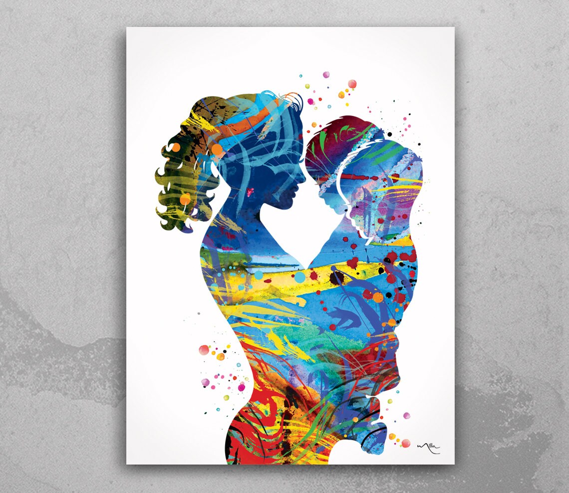 Download Mother And Two Sons Twins Watercolor Print Mother With Baby Etsy