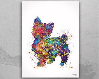 Yorkshire Terrier Watercolor Art Print, Colorful Yorkie Puppy Poster-552