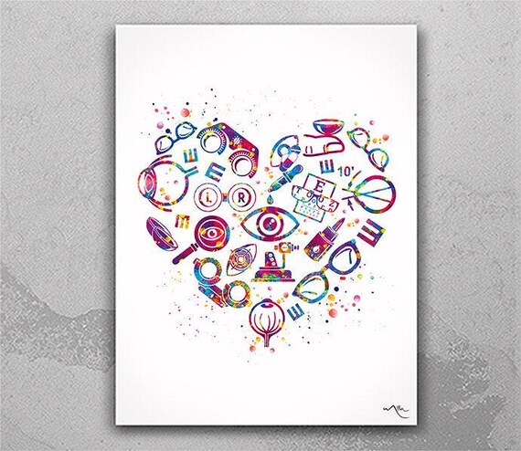 Watercolor Optometry Art Print, Eye Clinic Decor-2463