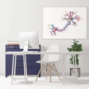 Nerve Cell Watercolor Print Science Poster Neurology Art Nerve Cell ...