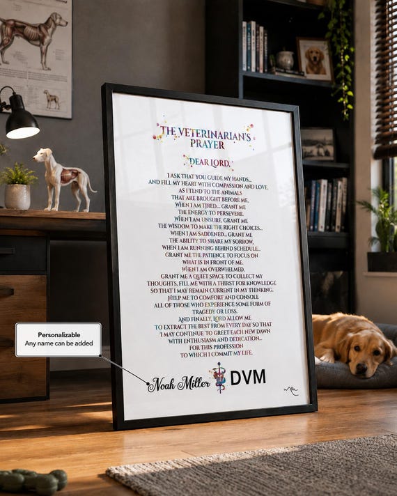 Personalized Veterinarian Prayer Art Print, Watercolor Vet Gift-1592