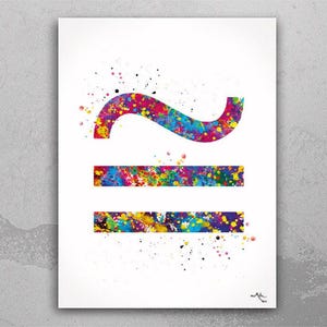 Congruence Symbol Art Watercolor Print  Math Teacher Gift Math Art Gift Nerdy Same But Different Symbol Sister Twin Mathematics Art-1540