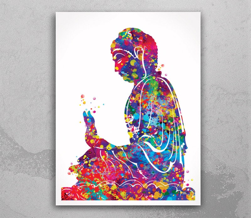Discover Buddha Yoga Pose Watercolor Print Wall Art Poster