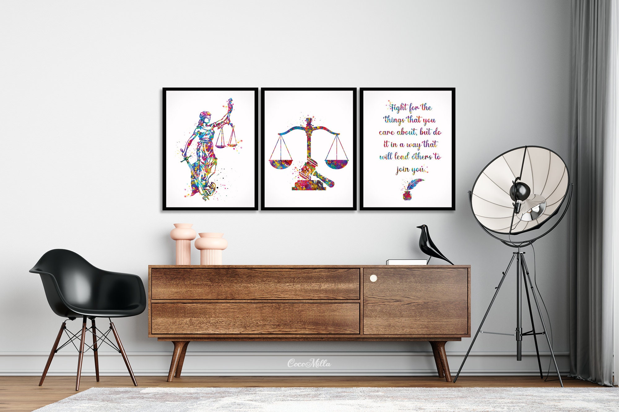 Lawyer Office Decor Watercolor Prints Set of 3 Law Student Etsy