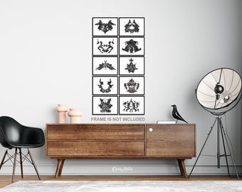 Rorschach Inkblot Test Card Set of 10 Watercolor Print-2179
