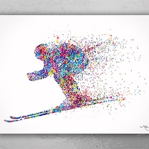 Ski Watercolor Print Skiing Poster Skier Gift Winter Sports Art Wall Art Ski Decor Home Decor For Him Room Decor Nursery Wall Hanging-2649