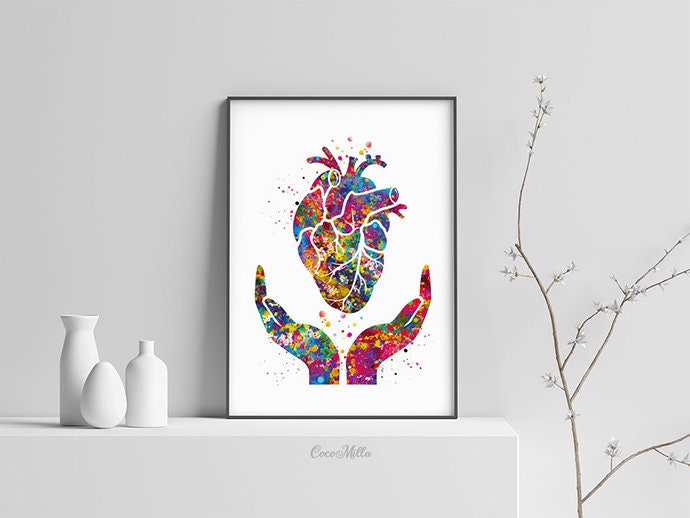 Wall Hangings Heart Health Watercolor Print Medical Art Anatomy ...