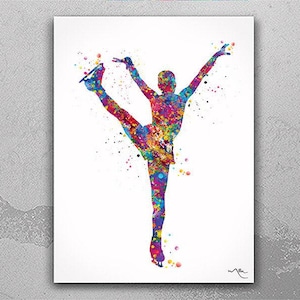 Ice Skater Girl Watercolor Print Ice Skating Skater Female Woman Dance Figure Skating Wall Art Dorm Decor Skating Wall Art Decor-1010
