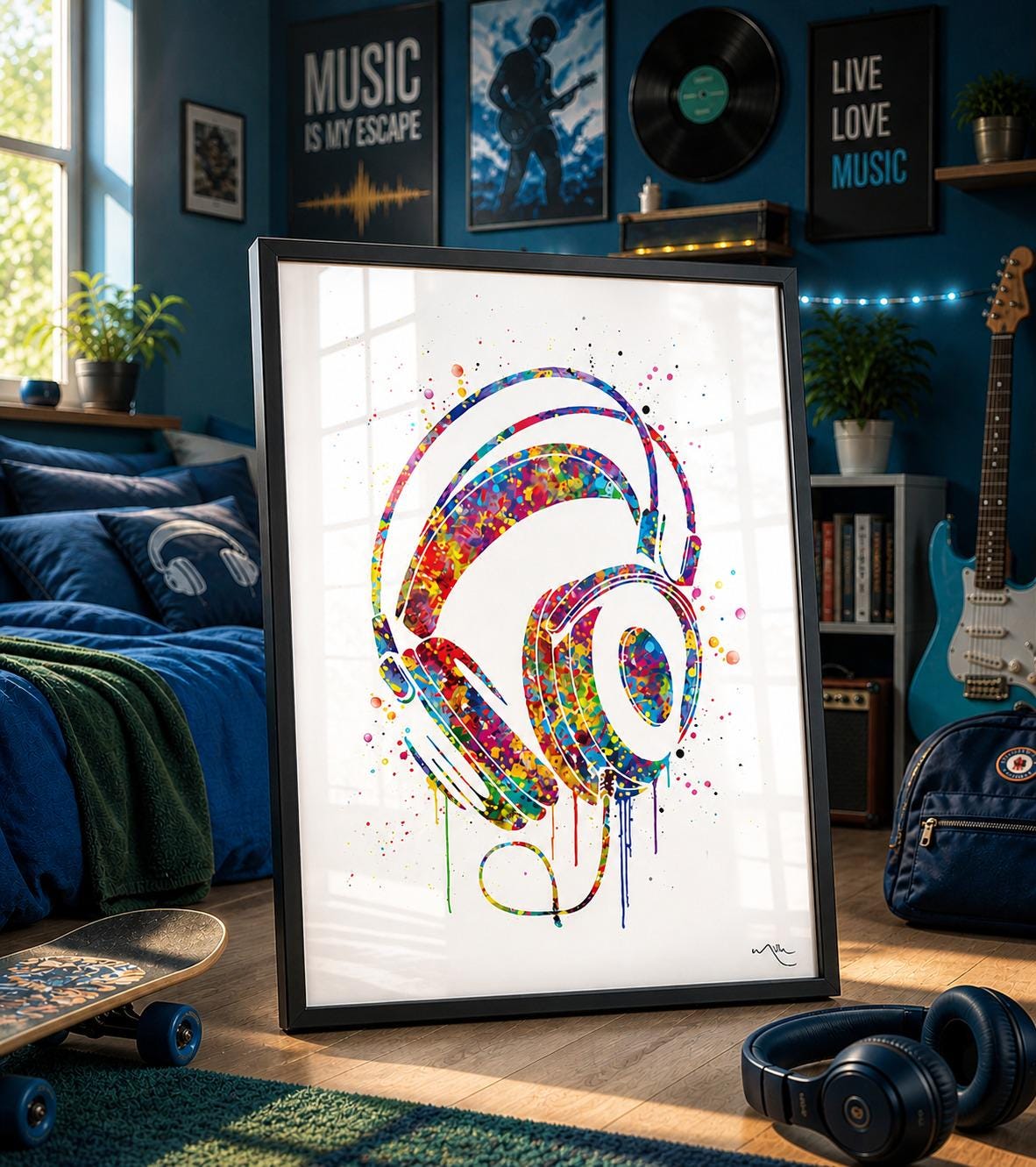 アート・デザイン・音楽 PRINT issue4 Headphones Watercolor Print, Music Lover Art-135 - Etsy