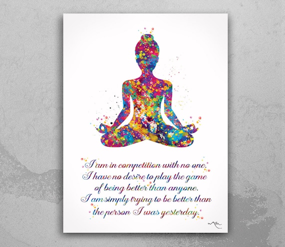 Yoga Art Motivational Quote Watercolor Print Yogi Poster Yoga Pose