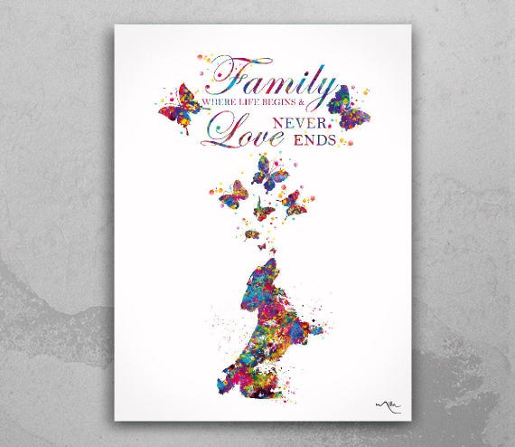 Cocker Spaniel Watercolor Print, Family Love Dog Art-1895