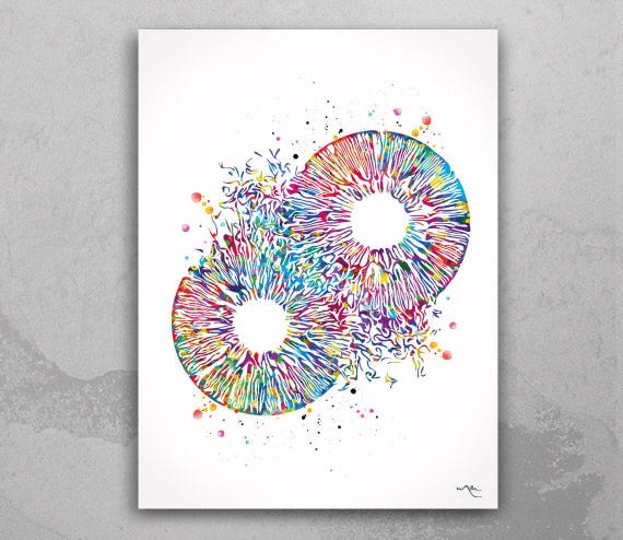 Colorful Iris Watercolor Print, Eye Anatomy Art, Ophthalmology Gift-703