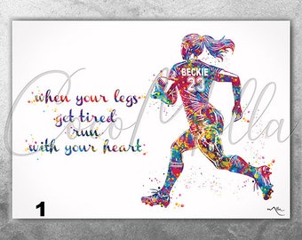 Rugby Player Girl Personalised Watercolor Print Female Rugby Player Gift Motivational Rugby Woman Personalized Gift Customize Wall Art-2797