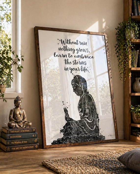 Buddha Quote Watercolor Print, Zen Yoga Wall Art-874