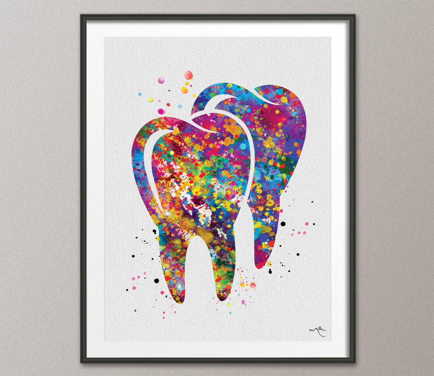 Tooth Art Watercolor Print Tooth Medical Art Surgeon Dental Etsy