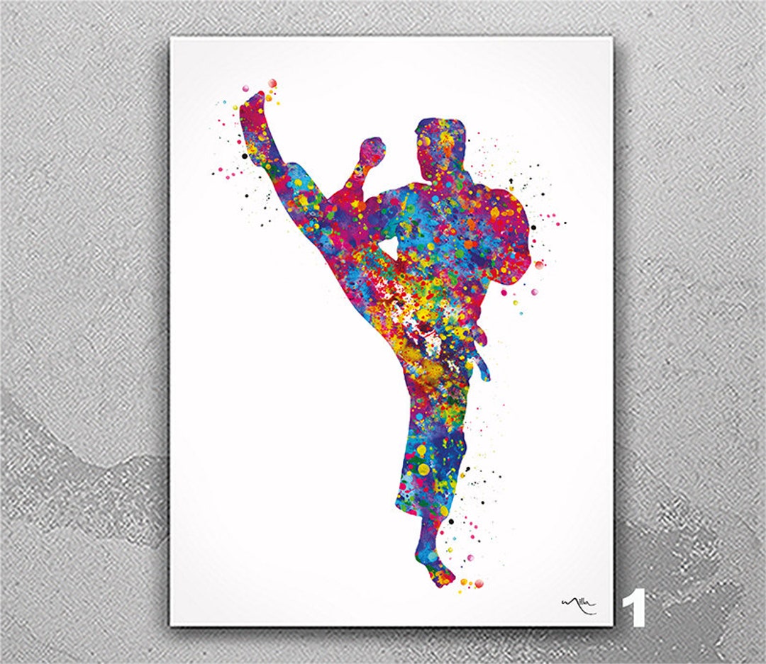 Karate Wall Art Watercolor Print Fight Sports Art Martial Art Karate