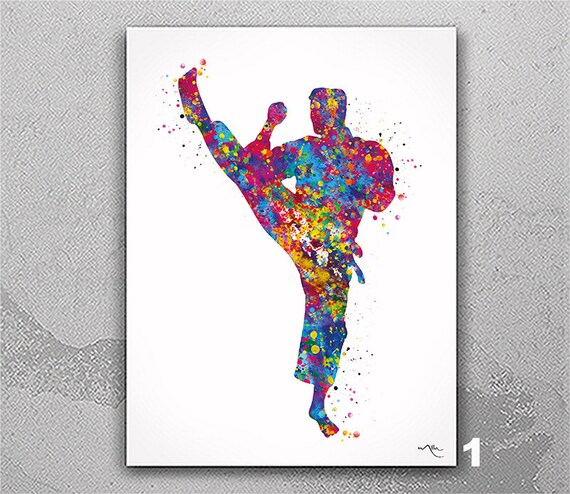 Karate Wall Art Watercolor Print Fight Sports Art Martial Art Karate Mancave Wall Art Sports Room Boy Male Poster Wall Hanging Sports-2684 - Etsy