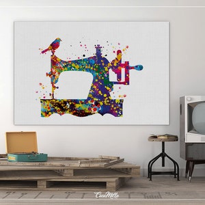 Sewing Machine Watercolor Print Wall Art Seamstress Sewing Room Housewarming Gift Craft Room Decor Wall Decor Tailor Decor Wall Hanging-185 image 7