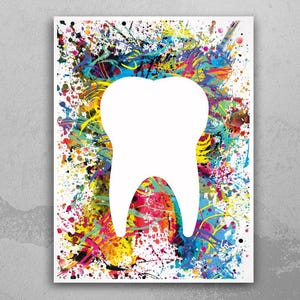 Dental Art Watercolor Print Tooth Abstract Anatomical Art Dental Clinic Decor Art Dentistry Office Medical Graduaiton Dentist Gift Art-2193