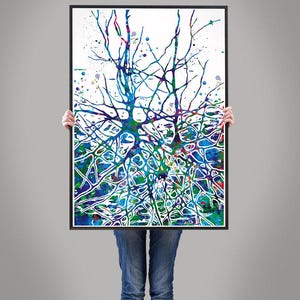Neural Network Blue Watercolor Print Abstract Medical Art Science ...