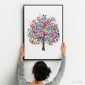 Tree Nature Love Watercolor Print Wedding Gift Fine Art Print Wall Art Decor Home Nursery Art Decor Family Love Wall Art Forest Hanging-181 image 2